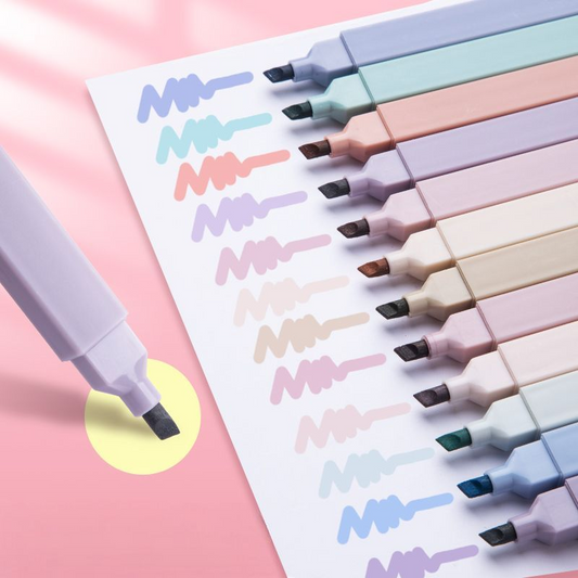 12 PASTEL COLOR HIGHLIGHTER BRUSHES SET