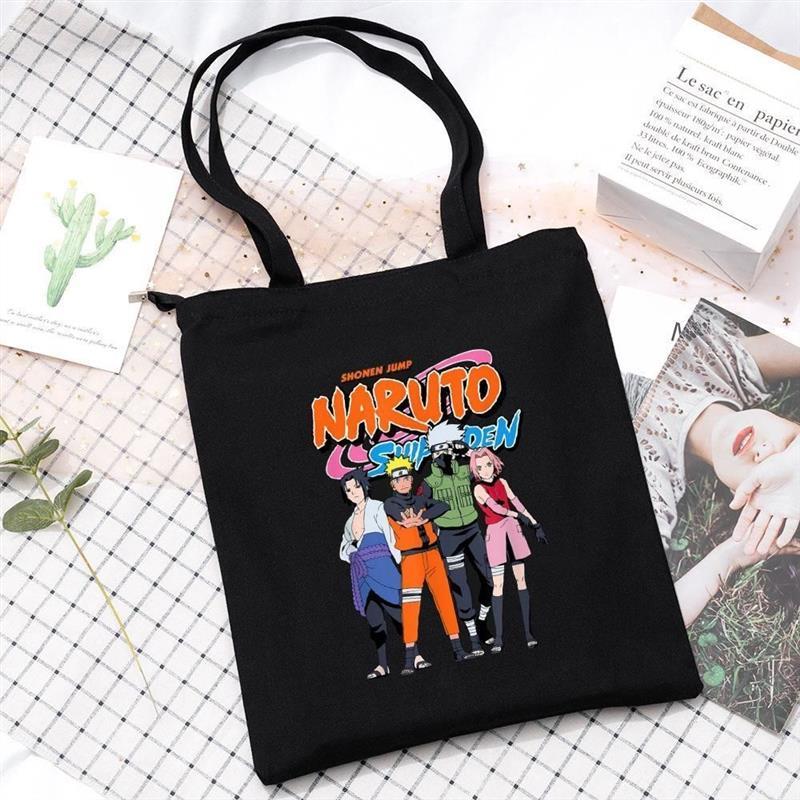 NARUTO ANIME ZIPPERED BAG (black and white)