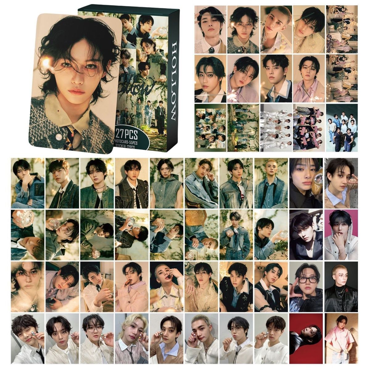 STRAY KIDS MERCH PHOTOCARDS HOLLOW KIT 127 PCS (55 PHOTOCARDS + 72 STICKERS)